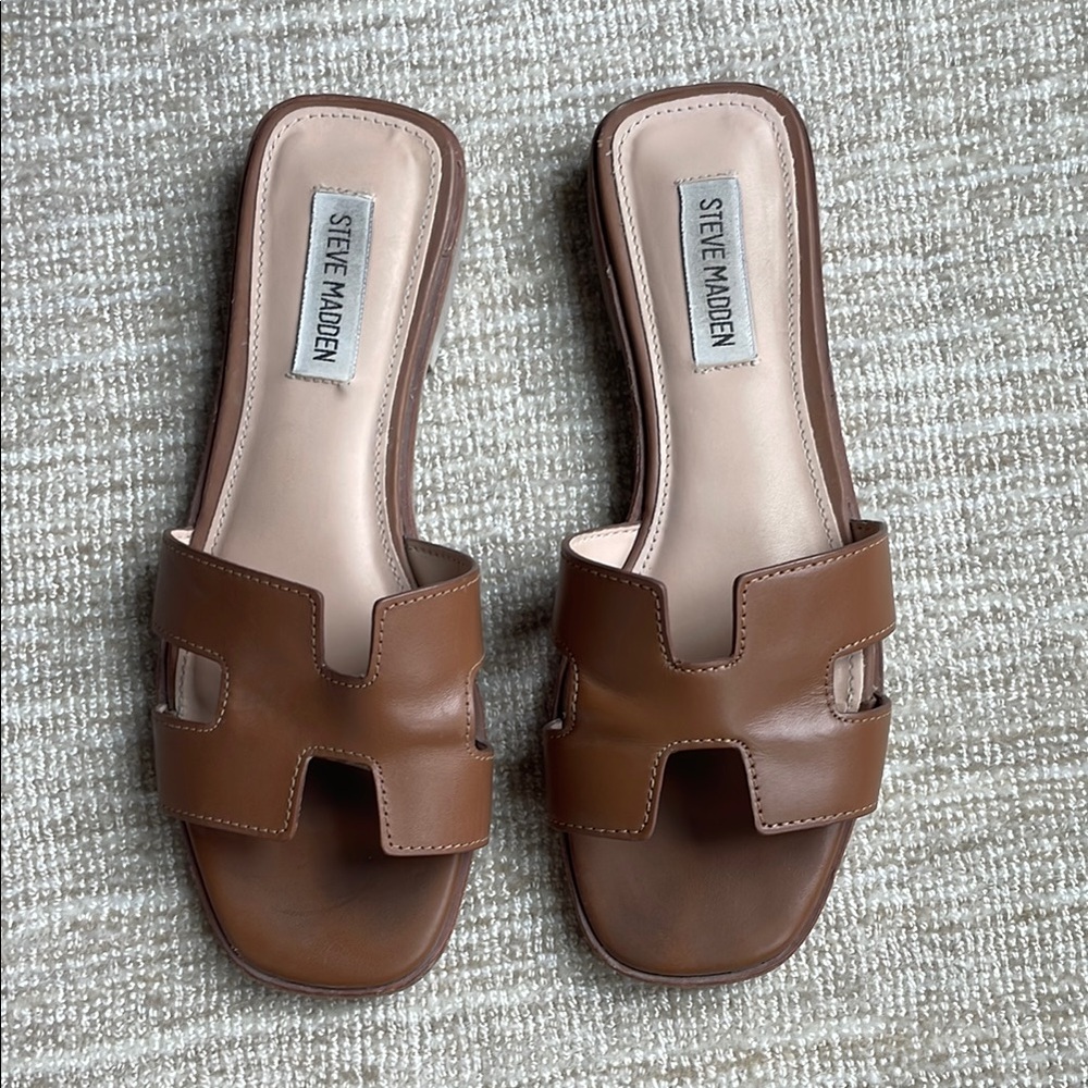 Steve Madden Haydn leather  Sandal in cognac size 7